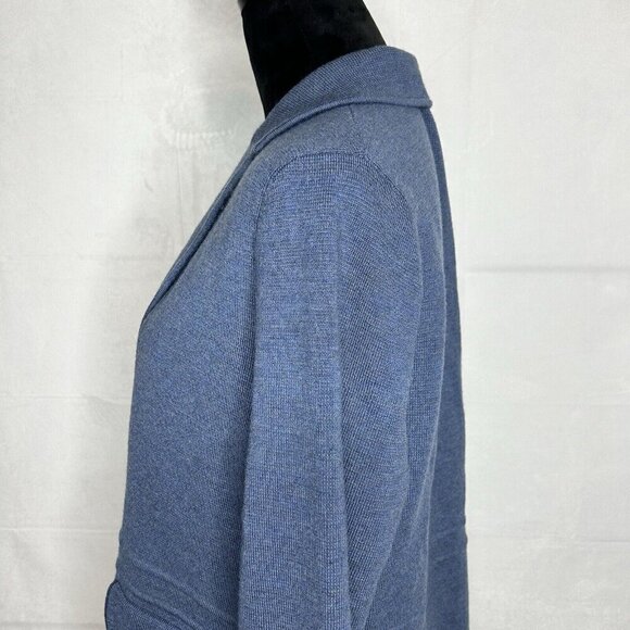 Talbots Womens Sweater Blazer Size L 100% Pure Merino Wool Blue - Picture 7 of 11